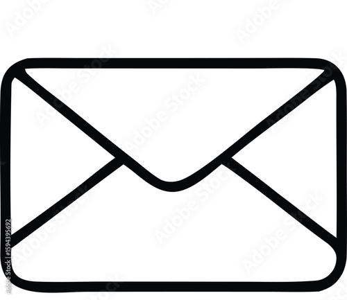 Simple black and white outline drawing of a sealed envelope representing communication and correspondence