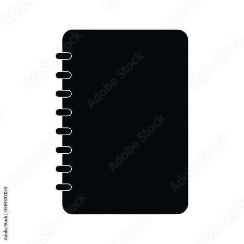 Spiral bound notebook silhouette minimal writing or note taking tool on white background