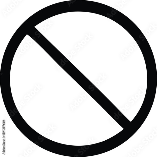 A stark black and white graphic symbol representing prohibition or negation universally understood as a sign of restriction or denial