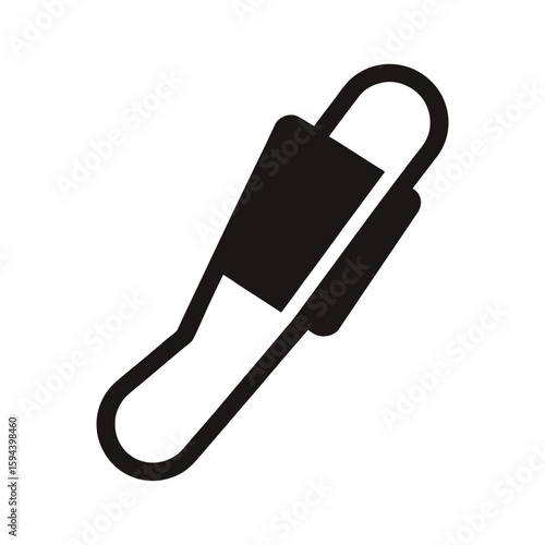 Paperclip shape silhouette minimal office stationery or document holding tool on white background