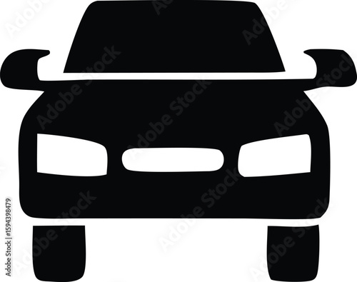 Stylized silhouette of a modern suv or crossover vehicle viewed directly from the front