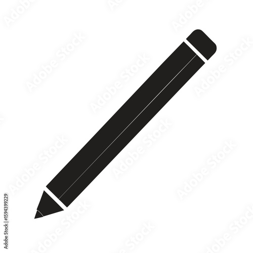 Pencil with eraser top silhouette minimal writing or school supply icon on white background