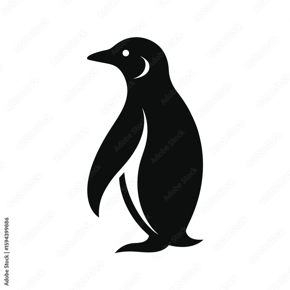 Naklejka premium Silhouette of penguin in side view cute cold climate animal graphic on white background