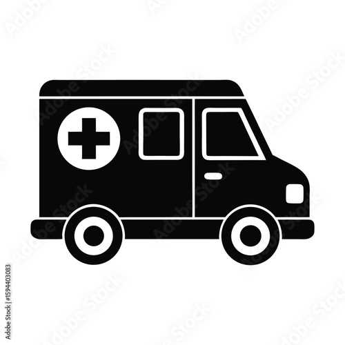 Wallpaper Mural Ambulance vehicle icon solid silhouette vector on white background Torontodigital.ca