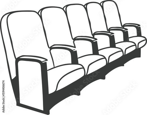 Silhouette Theater Chair Vector, Cinema Seat Clip art for Design.