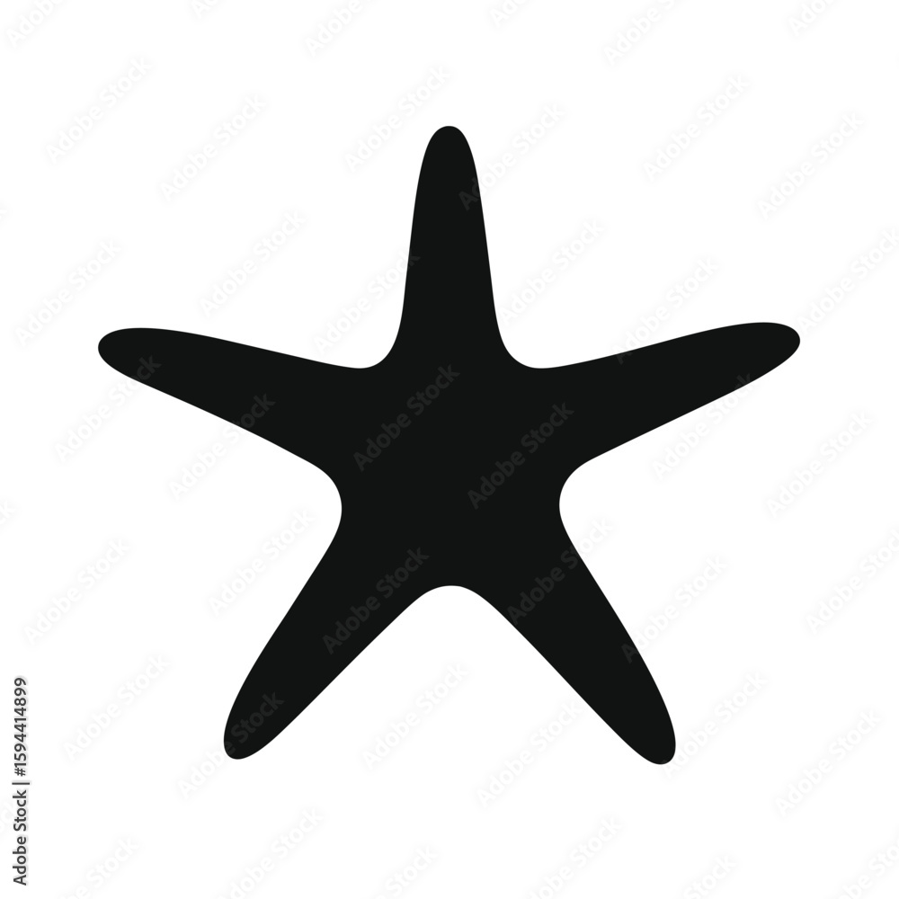Silhouette of single starfish on white background minimalist ocean theme Silhouette of single starfish on white background minimalist ocean theme