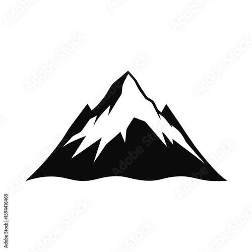 Silhouette of snow capped mountain on white background high altitude peak
