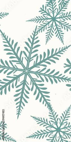 Ice crystal fractal pattern, frosty cyan tones, elegant winter-themed vector background