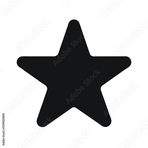 Silhouette of star with rounded edges on white background minimalistic star symbol