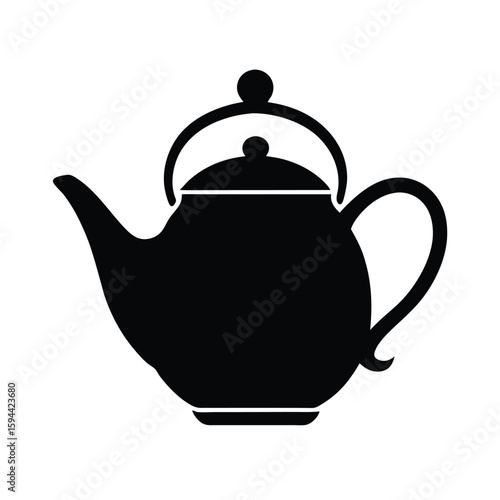 Silhouette of teapot with handle and spout on white background elegant tea container