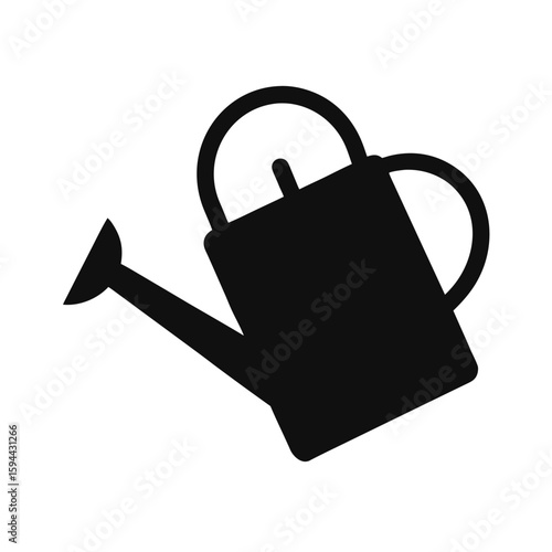 Silhouette of watering can on white background garden equipment for plants and flowers