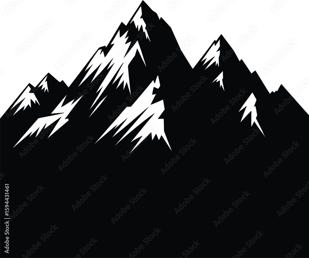 Fototapeta premium Mountain silhouette vector illustration on white background.