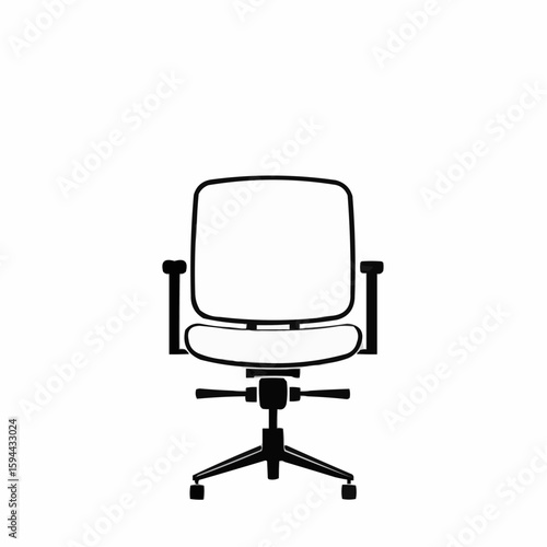 Outline of an office chair on a clean background for workspace and ergonomic design themes