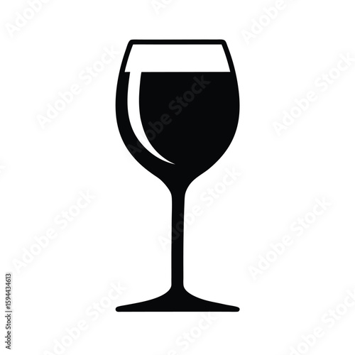 Silhouette of wine glass with stem on white background elegant drinkware beverage icon