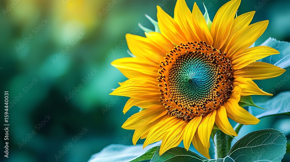 Naklejka premium Vibrant Sunflower Linear Contemporary Design