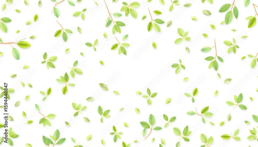 Subtle, minimalist repeating pattern of small, light green tropical leaves on a white background, summer, subtle Subtle, minimalist repeating pattern of small, light green tropical leaves on a white background, summer, subtle