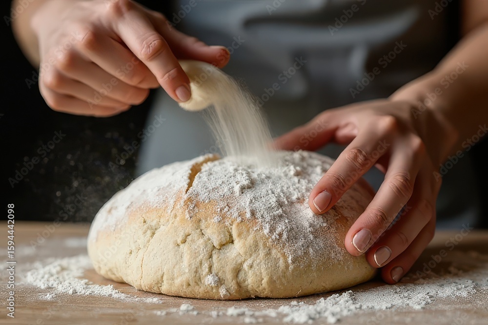 Flour Dusting on Scored Bread Dough Flour Dusting on Scored Bread Dough