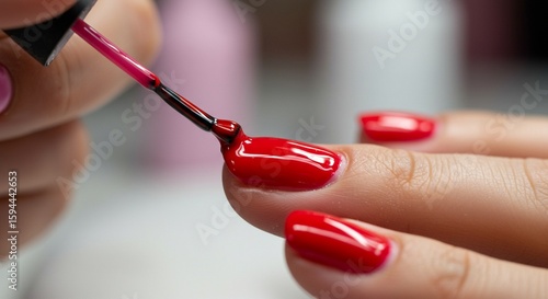 woman hands with red nail polish