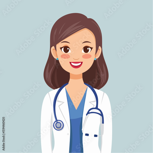 Professional female doctor with stethoscope in a medical uniform