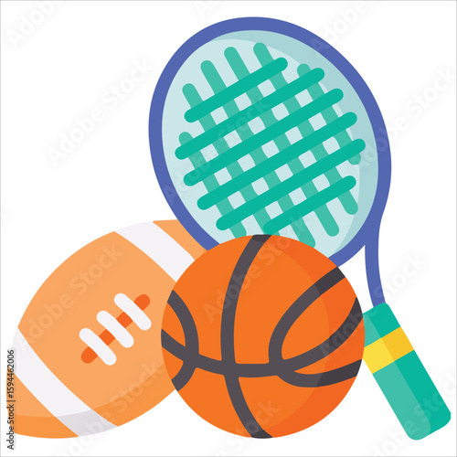 Tennis Racket Icon - Sports Equipment with Strings - EPS 10 Vector
