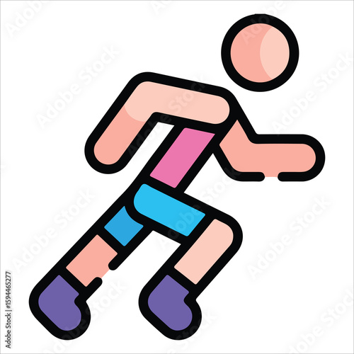 Marathon Runner Icon - Athlete in Motion - White BG EPS 10