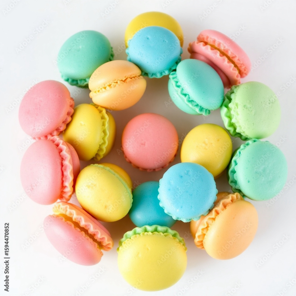 Fototapeta premium Colorful French Macarons Flat Lay