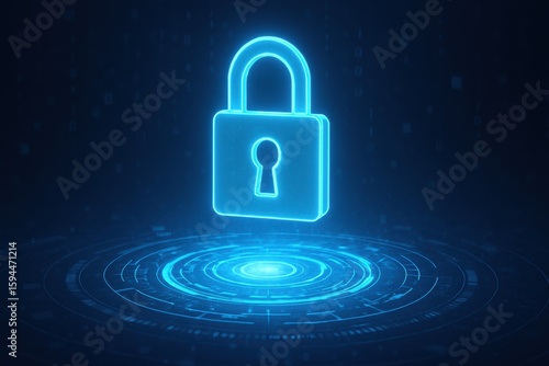 Wallpaper Mural Digital Padlock Symbolizing Data Privacy Above Holographic Interface Technology Security Digital Futuristic Concept Torontodigital.ca