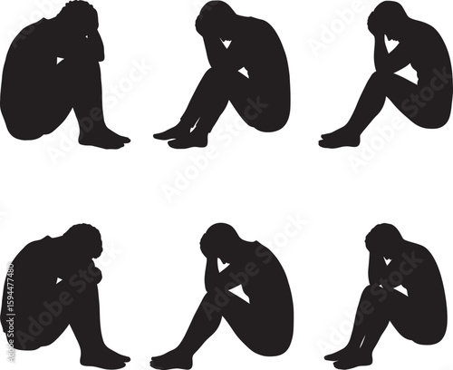 Sadness and despair human figures silhouette