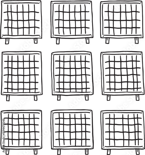 solar panel icon line art simple clean design eco friendly energy