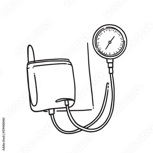 Sphygmomanometer line art detailed design classic tool blood pressure