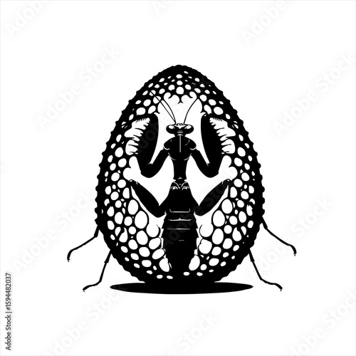Black Silhouette of a Praying Mantis.