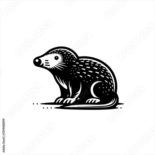 Stylized Black and White Illustration of a Mole.