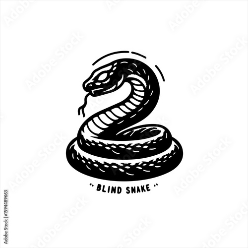 Stylized Black and White Snake Illustration 2.