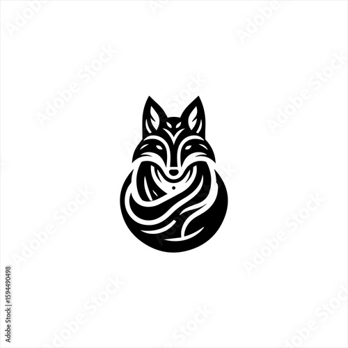 Stylized Black Fox Logo Design.