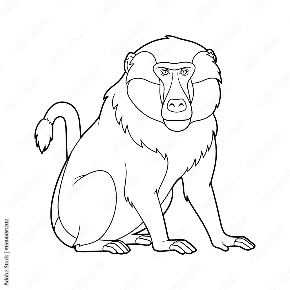Fototapeta premium Outlined illustration of a baboon