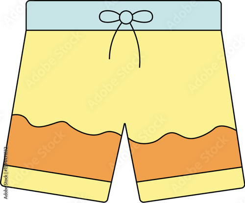  Yellow and Orange Summer Shorts - Vector Illustration