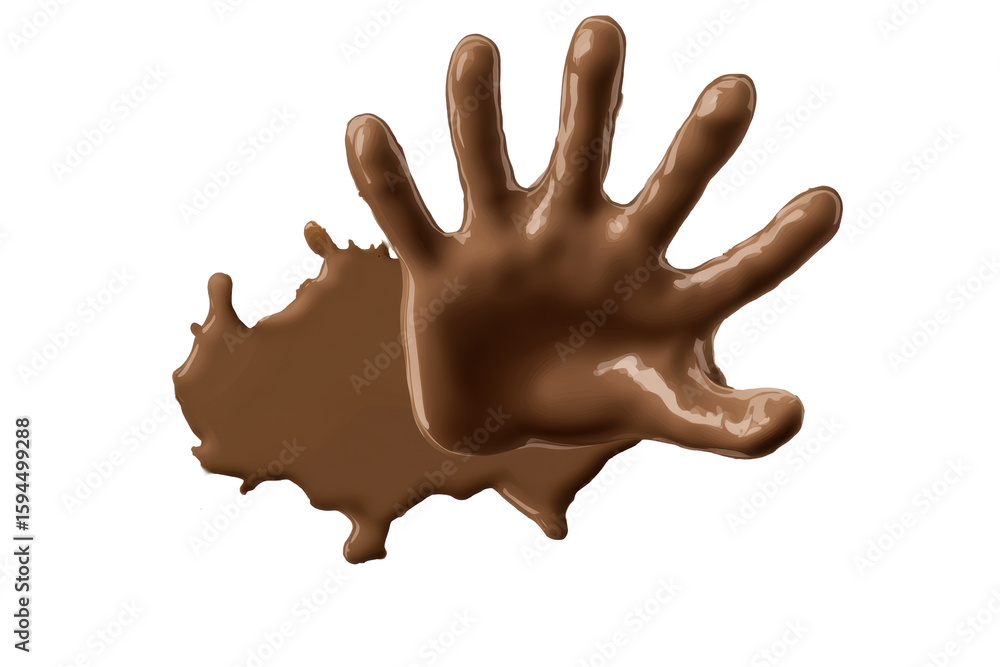 Obraz premium Chocolate splash in handprint shape 