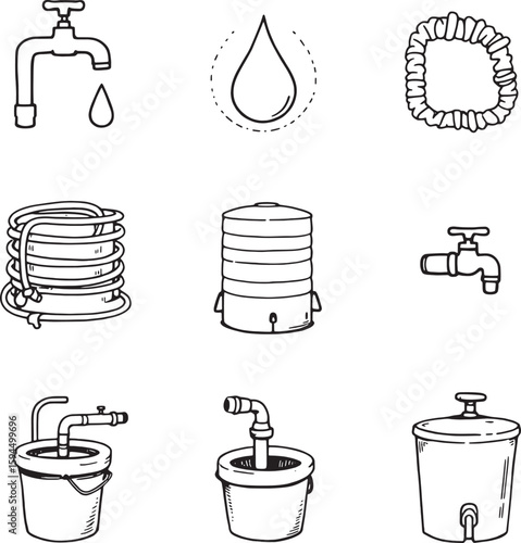 water supply icon line art clear bold minimal icon concept