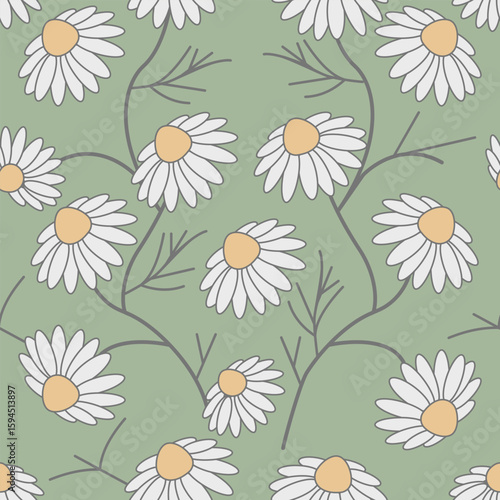 Seamless pattern with camomiles