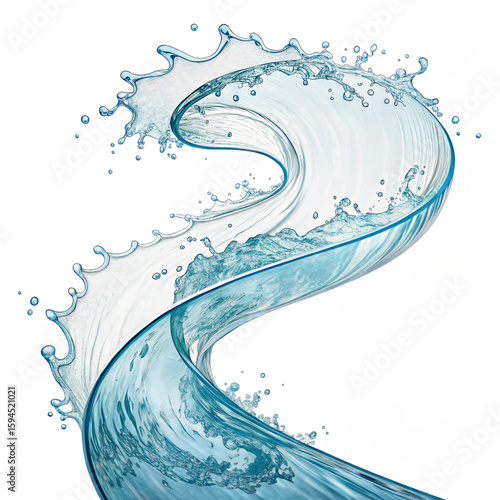 Dynamic Water Flow: Abstract Swirling Liquid Texture for Design Projects Isolated On Transparent Background