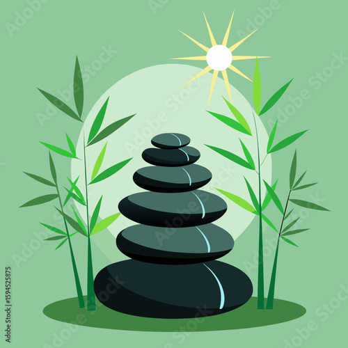 zen stones and bamboo