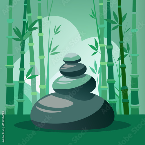 zen stones and bamboo