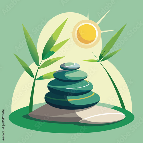 zen stones and bamboo