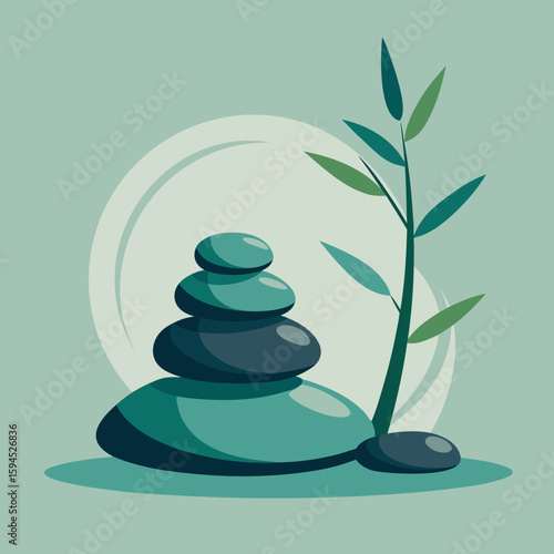 zen stones and bamboo
