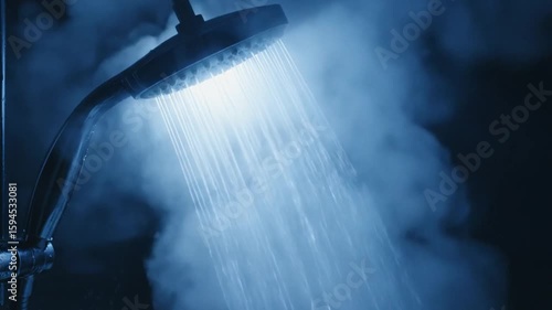 Illuminated shower head with hot water and steam