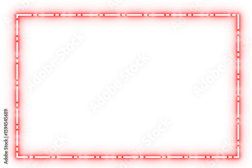 Red neon glowing rectangular design frame with dashed white inner border for UI and poster highlights

