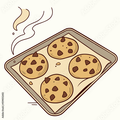 Freshly Baked Chocolate Chip Cookies: The image features a tray of warm, freshly baked chocolate chip cookies, evoking the comforting aromas of home baking.