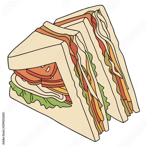 Delicious Sandwich: An appetizing sandwich, with layers of fresh ingredients nestled between slices of toasted bread. A culinary delight.