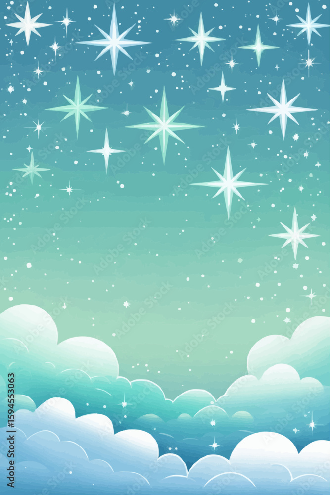 Obraz premium Starry Sky with Baby Blue and Light Mint Hues
