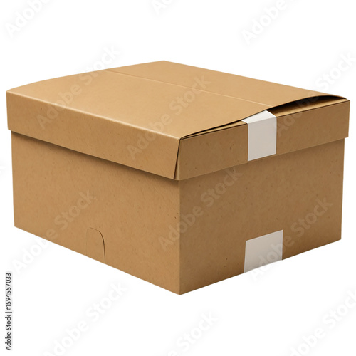Open empty brown cardboard box isolated on white background for packaging and shipping purposes